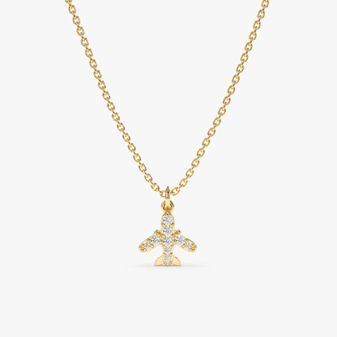 Dainty Diamond Airplane Necklace in solid gold