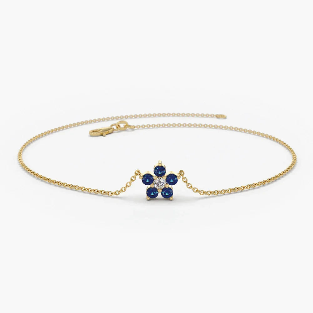 Sapphire Flower Bracelet in solid gold