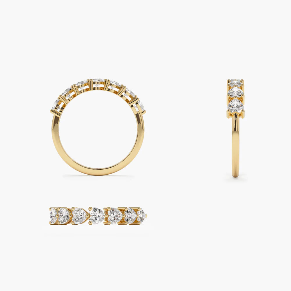 Solid Gold Heart Shape Diamond Ring (4ACF34)