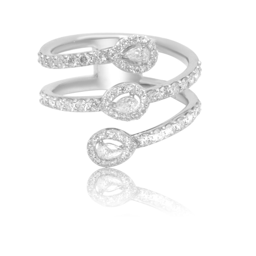 Solid Gold Diamond Pear Wrap Ring