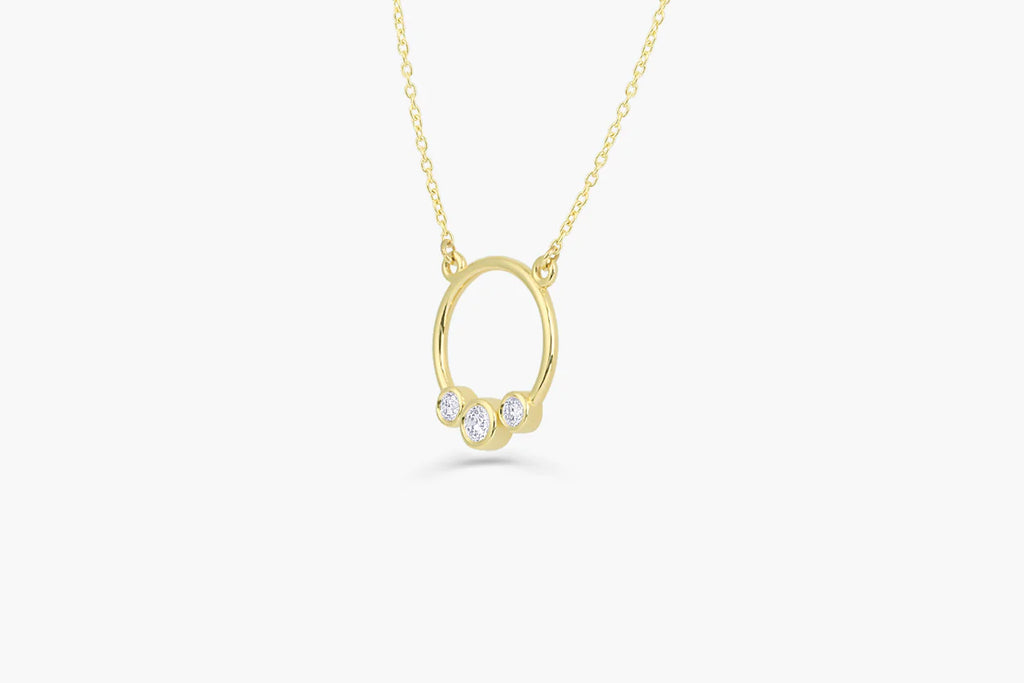 Graduated Trio Bezel Moissanite Circle Necklace, photo 3