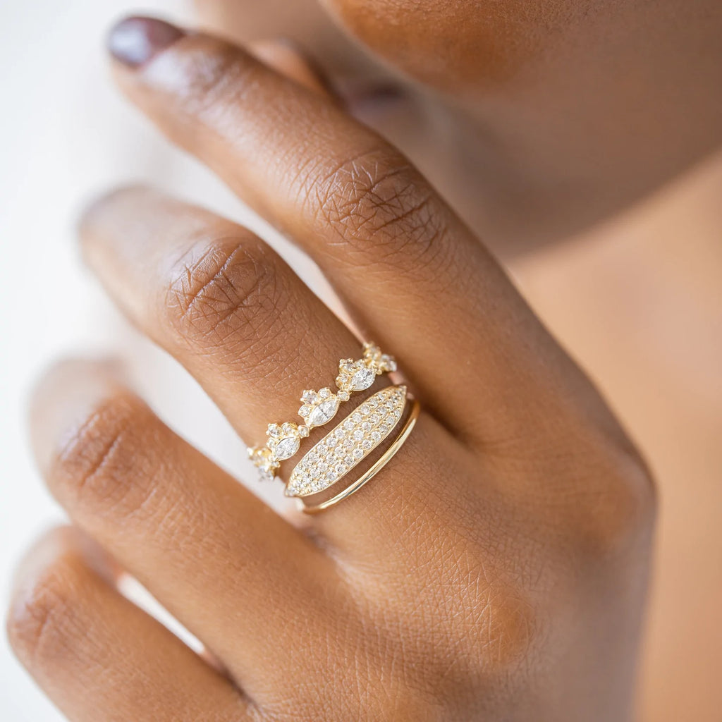 Solid Gold Lab-Grown Diamond Three Row Band