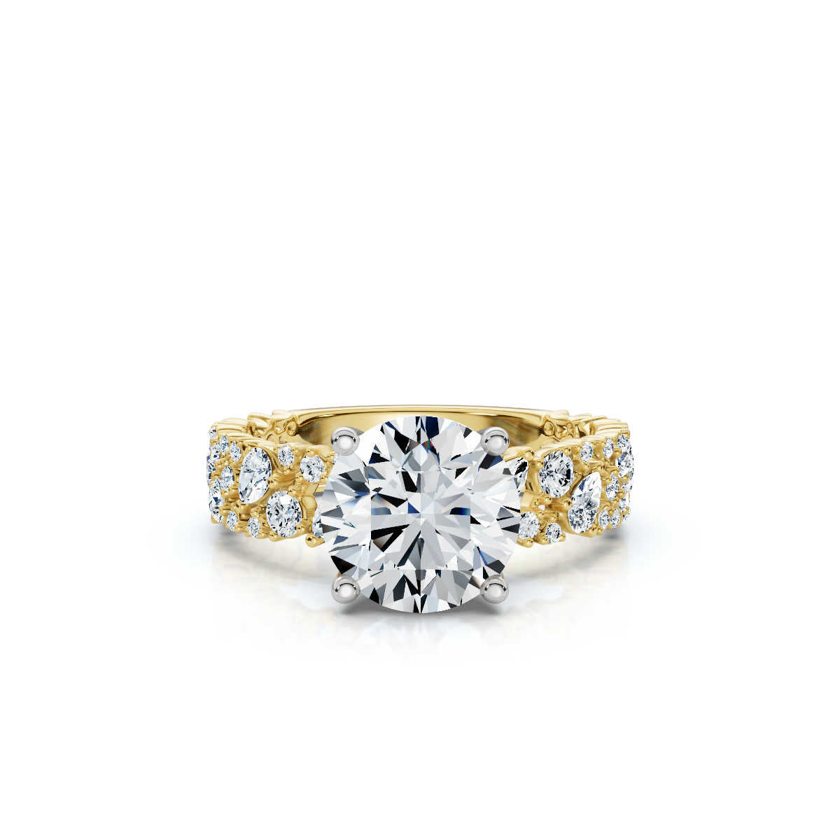 Solid Gold Round Shape Lab Grown Diamond Ring (23754A)