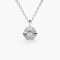 Solid Gold Hexagon Diamond Disc Ray Necklace