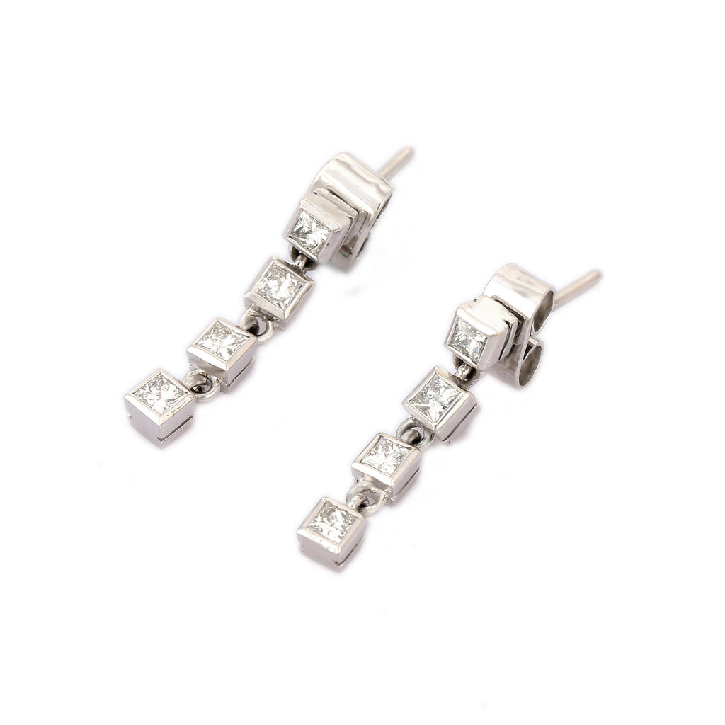 Solid Gold White Dangle Earring