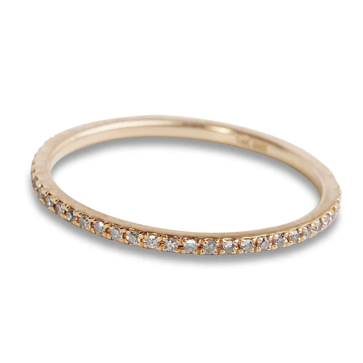 14K Solid Gold Thin Diamond Eternity Band - Style B