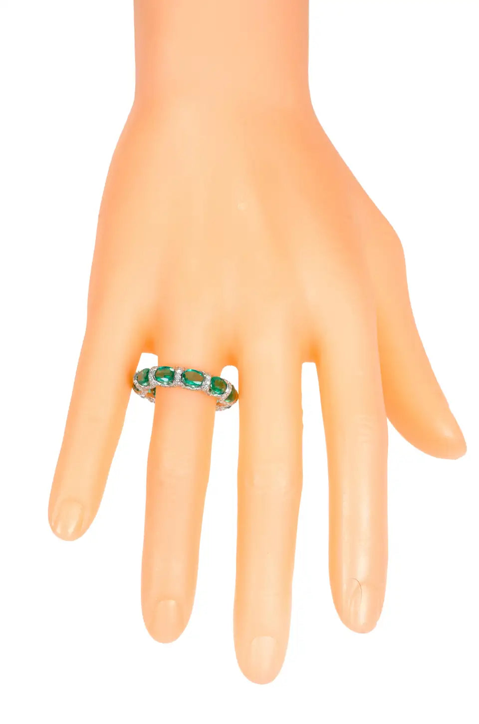 Solid Gold Natural Emerald and Diamond Eternity Band