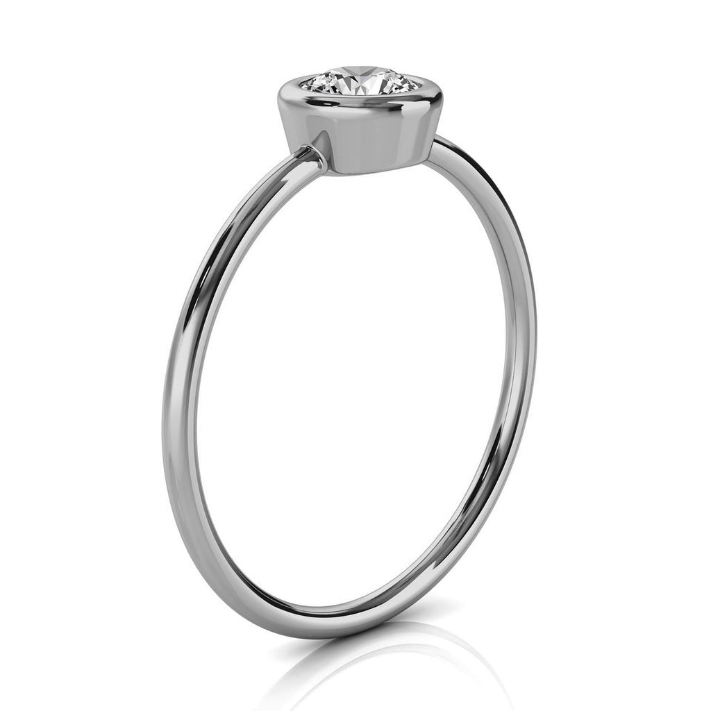 Solid Gold Bezel Solitaire Lab Grown Diamond Ring