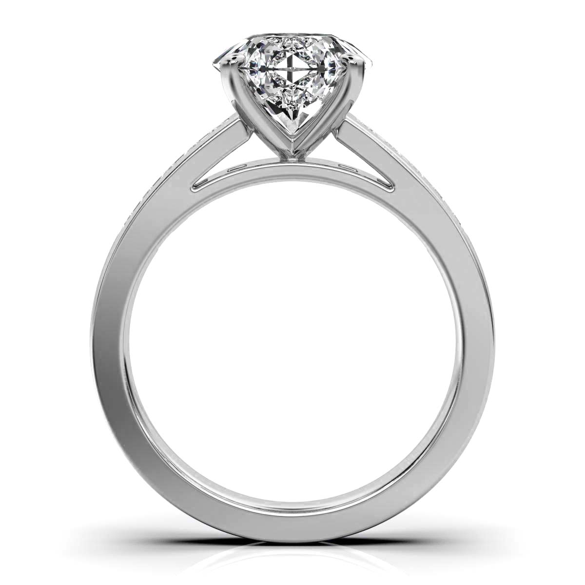 14K Solid Gold 2 CT Round Diamond Ring with Diamond Accents (818FB0)