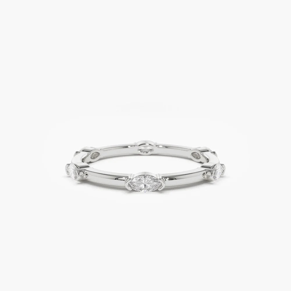 Solid Gold Stackable Marquise Diamond Eternity Ring