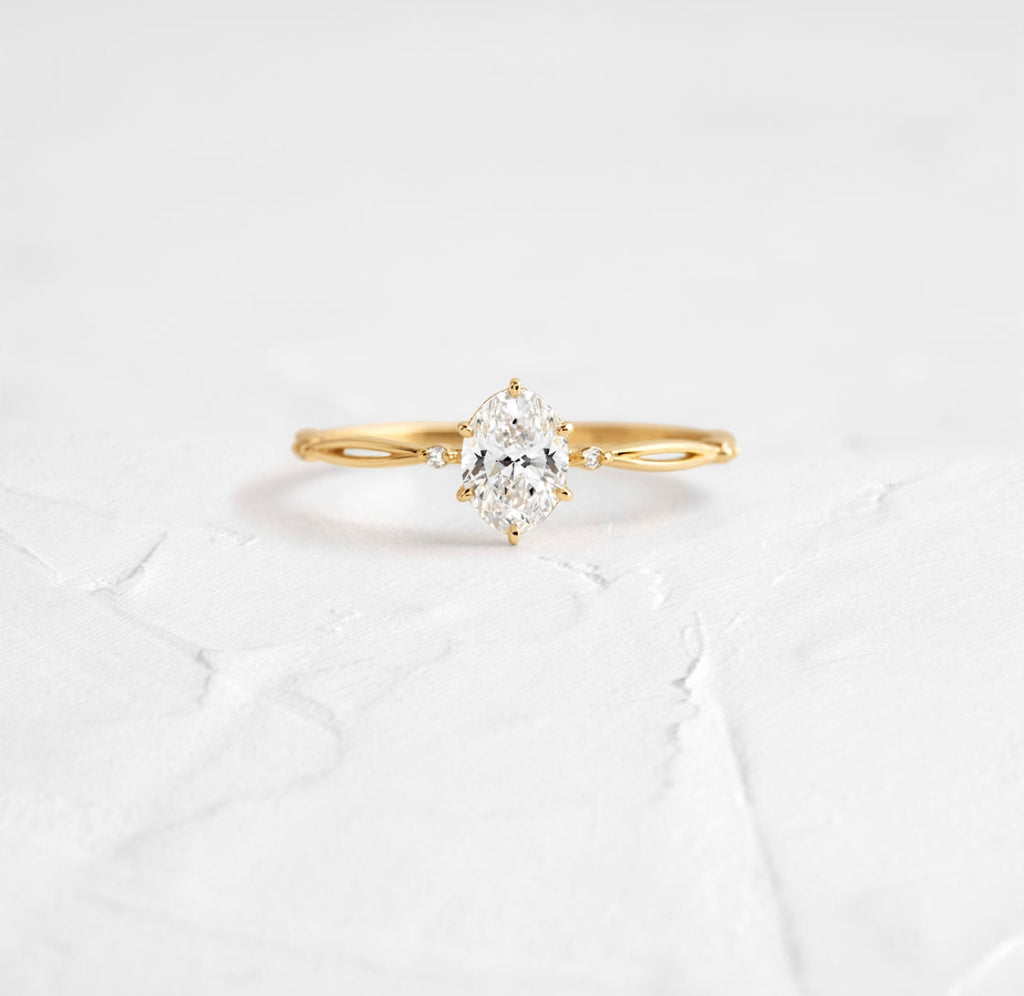 Solid Gold Hillside Ring, 0.5ct. Oval Cut Diamond