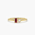 Solid Gold Baguette Ruby and Diamond Ring (D783B1)