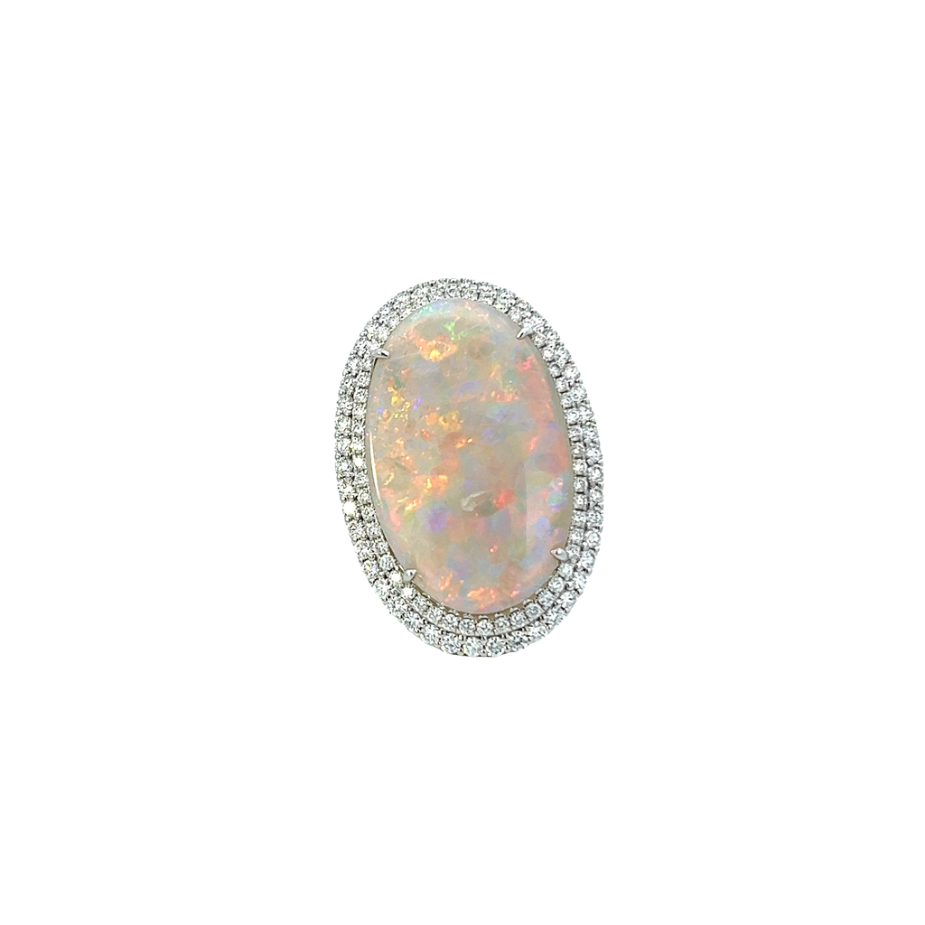 18K Solid Gold Opal Diamond Ring - Style A (Check Description - Says Earrings)