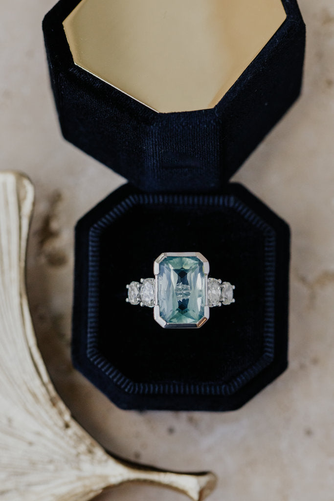Solid Gold 4.88 ct Emerald Cut Green Tourmaline Ring