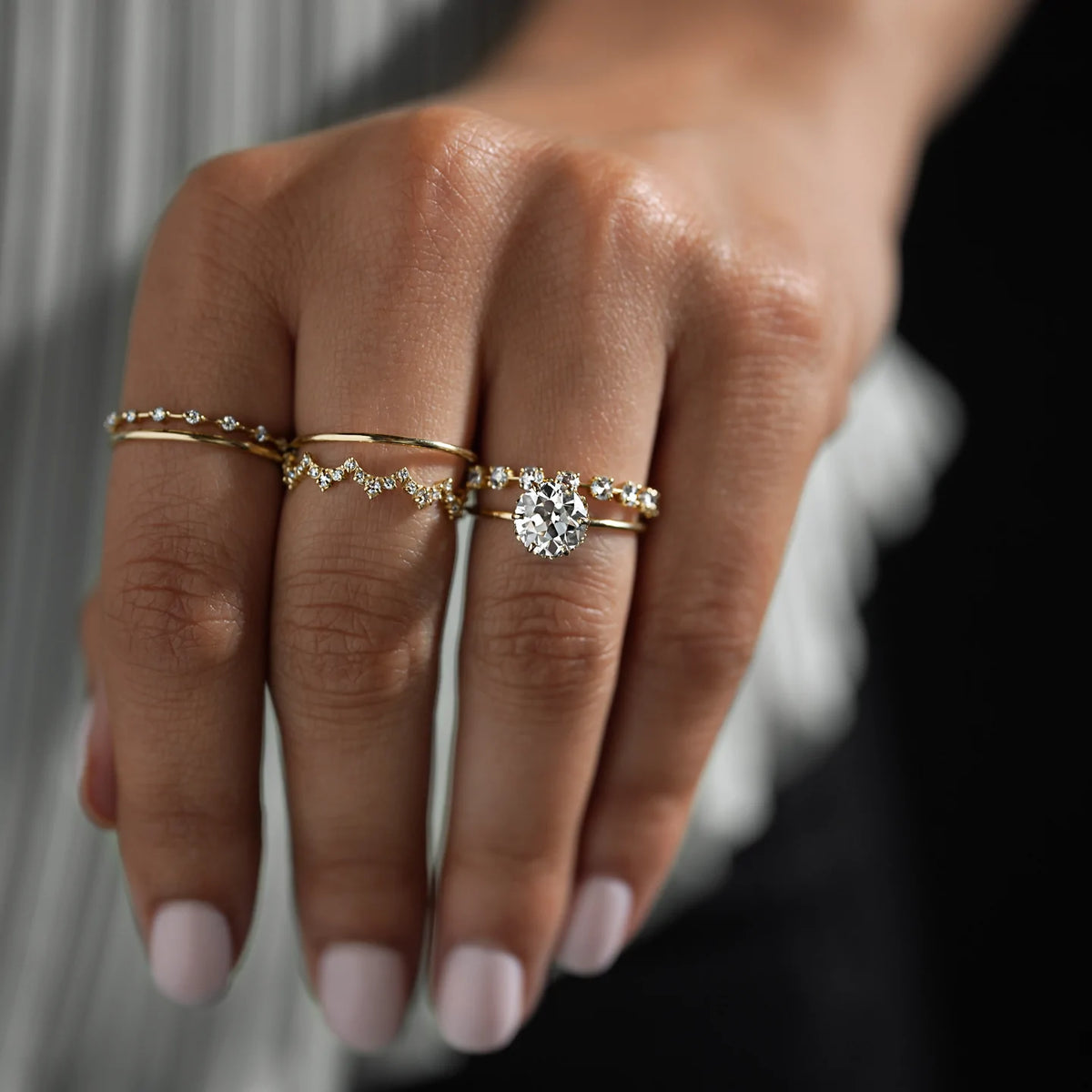 Solid Gold Lab-Grown Diamond Lace Edge Ring