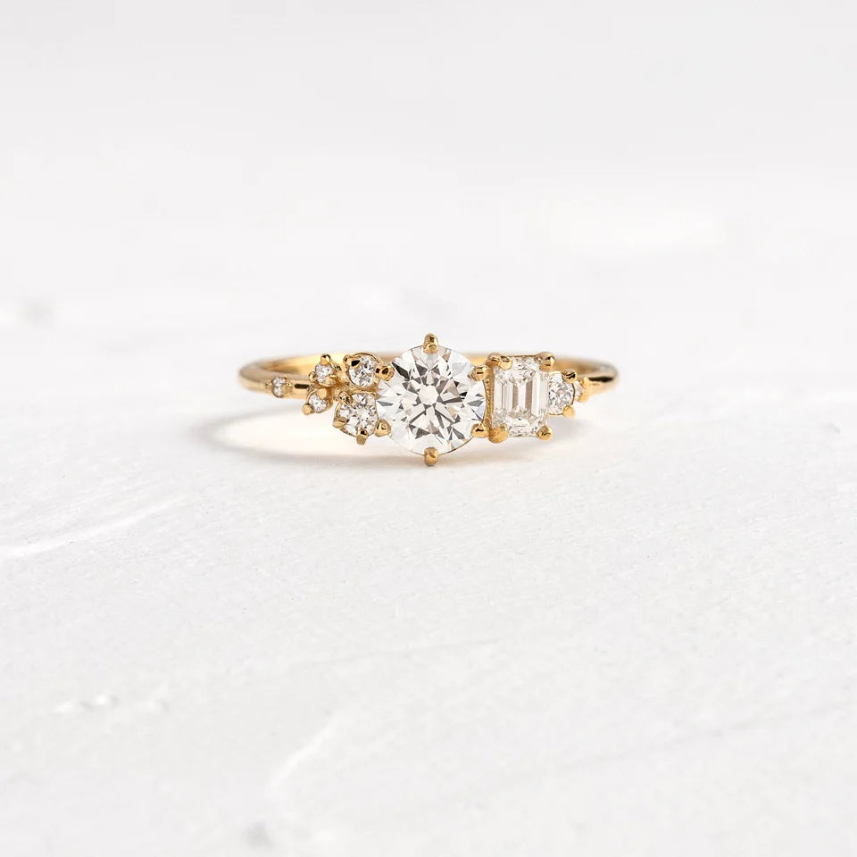 Solid Gold Round Cut Diamond Ring