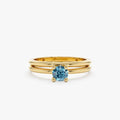 Solid Gold Blue Diamond Bridal Ring Set