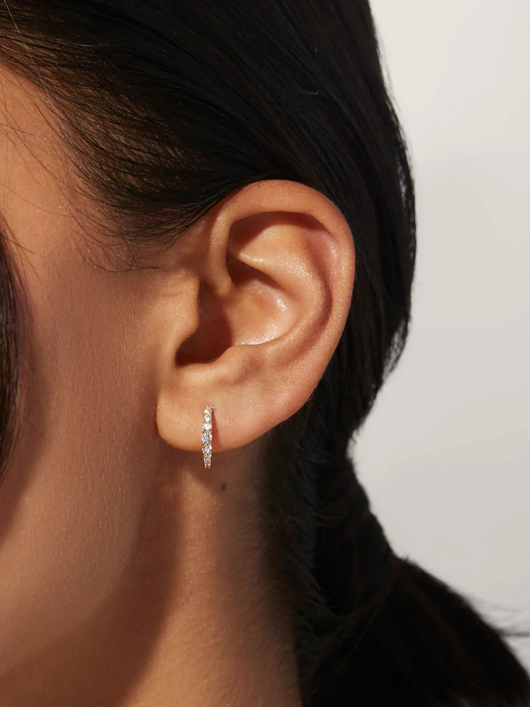 Solid Gold Shared Prong Diamond Hoop Earrings