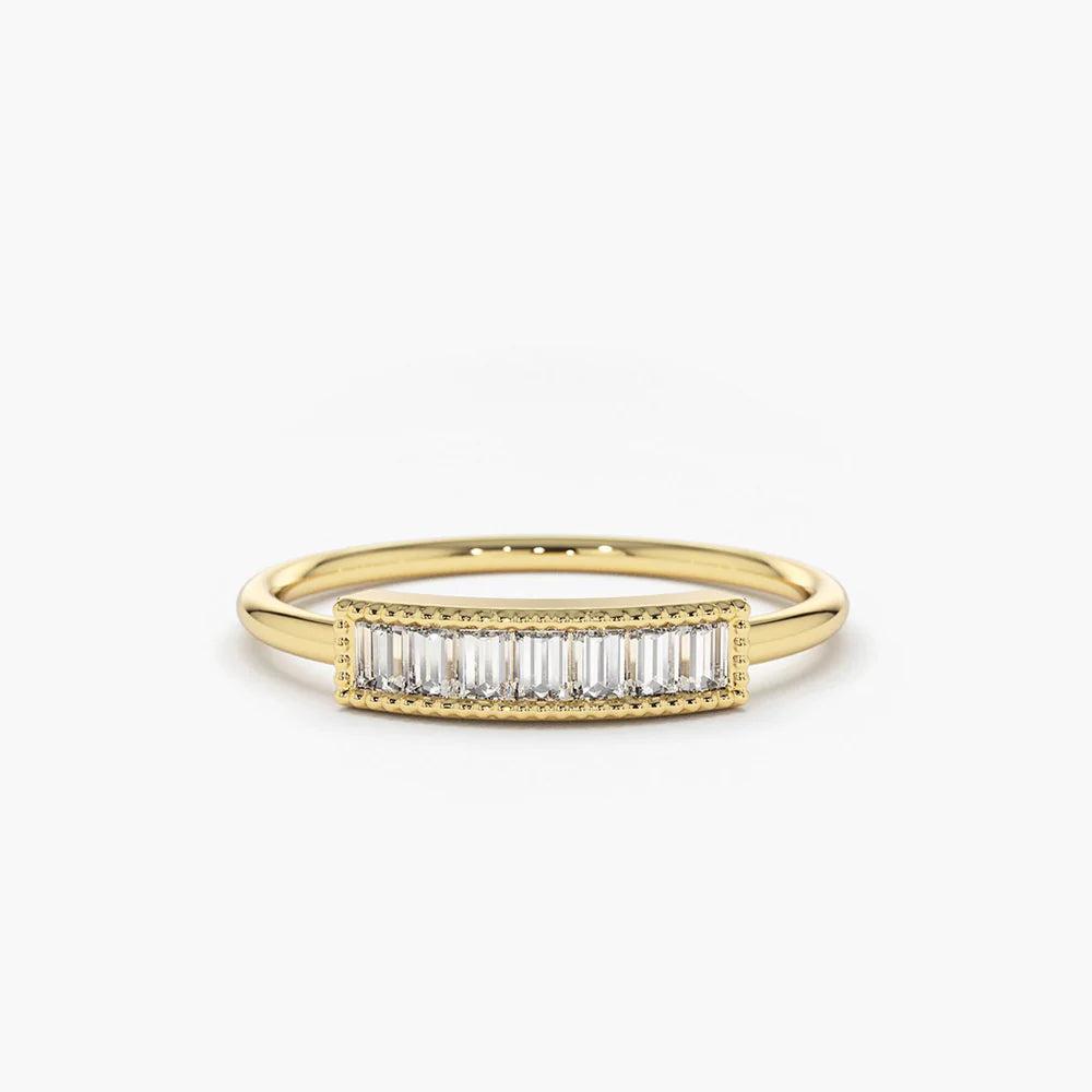 Solid Gold Channel Set Baguette Diamond Ring