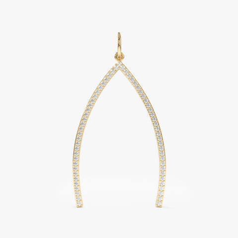 Solid Gold Large Diamond Wishbone Charm (D7CED1)