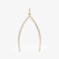 Solid Gold Large Diamond Wishbone Charm (D7CED1)
