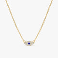 Solid Gold Dainty Sapphire & Diamond Evil Eye Necklace