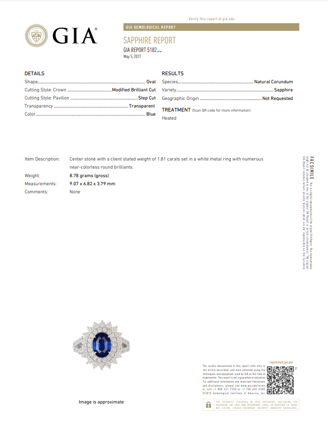 Solid Gold Oval Sapphire and Diamond Ring (0E59C3)