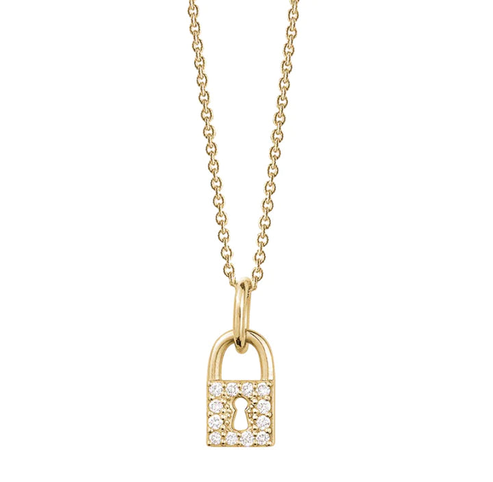 Solid Gold Diamond Love Lock Necklace