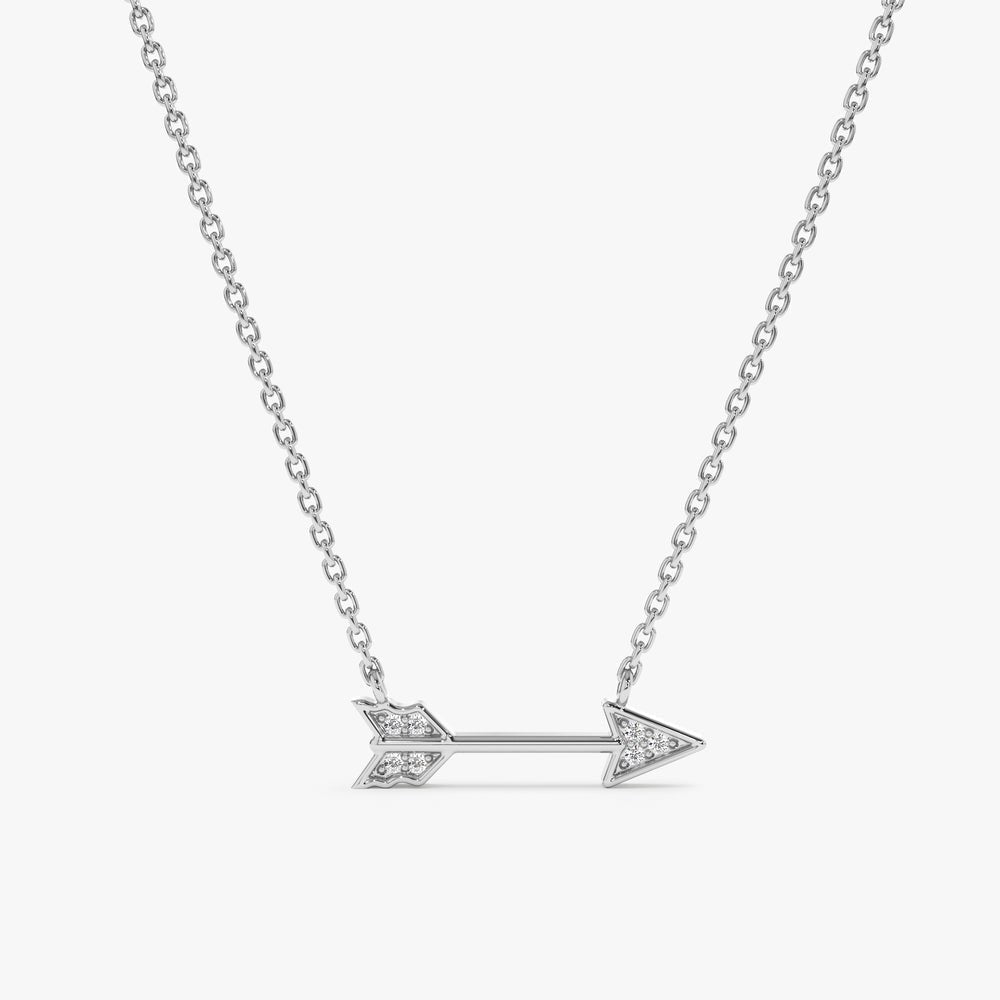 Solid Gold Diamond Arrow Necklace