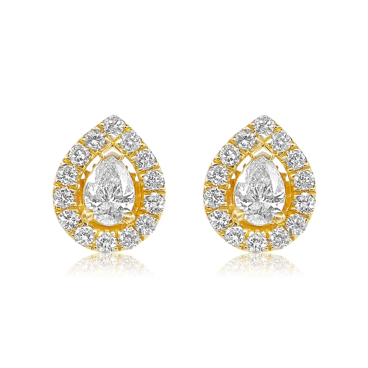 Solid Gold Diamond Pear Shaped Earrings
