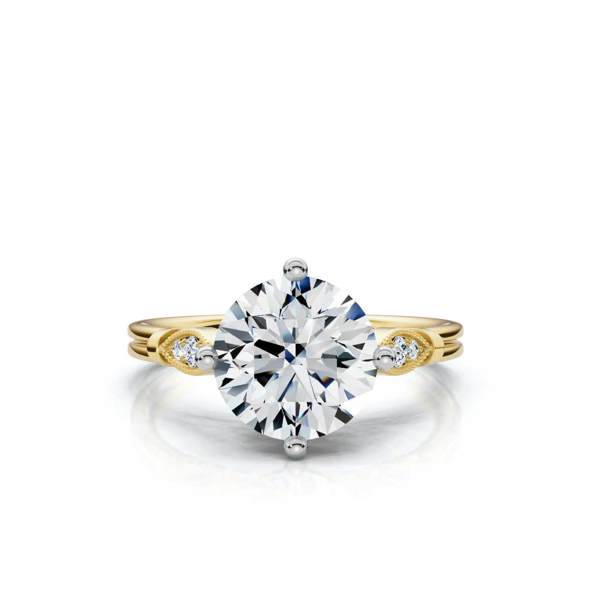 Solid Gold 2 CT Solitaire Round Shape Lab Grown Diamond Ring