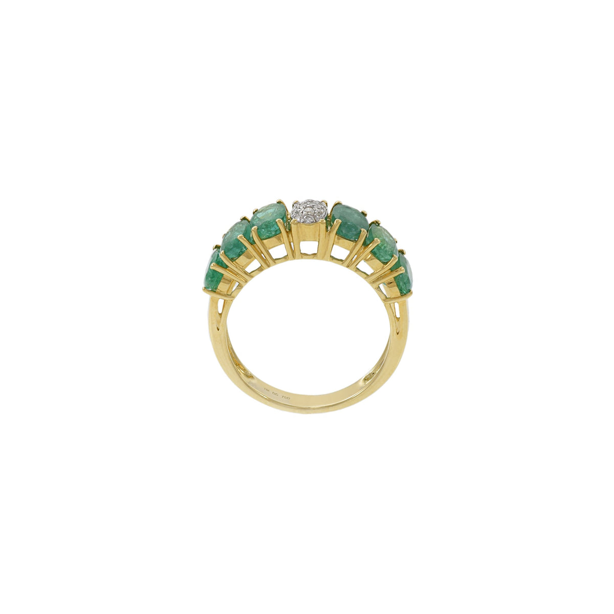 Solid Gold Emerald And Diamond Ring (CE67B3)