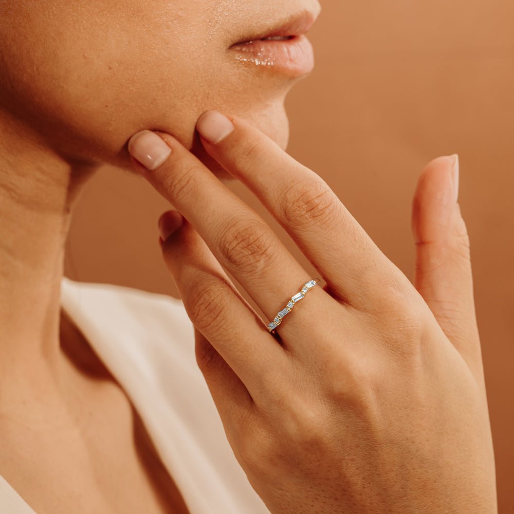 14K Solid Gold Diamond Wave Ring