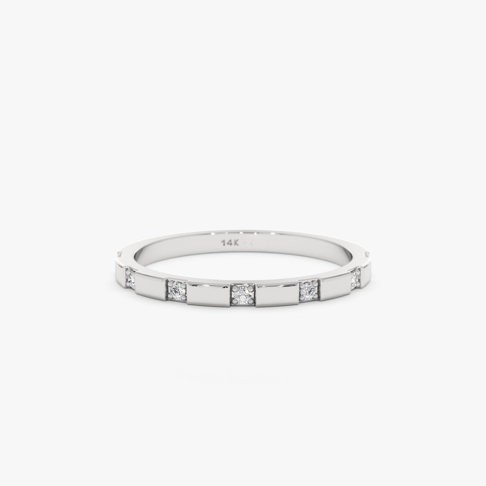 Solid Gold Ribbed Diamond Half Eternity Ring