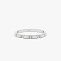 Solid Gold Ribbed Diamond Half Eternity Ring