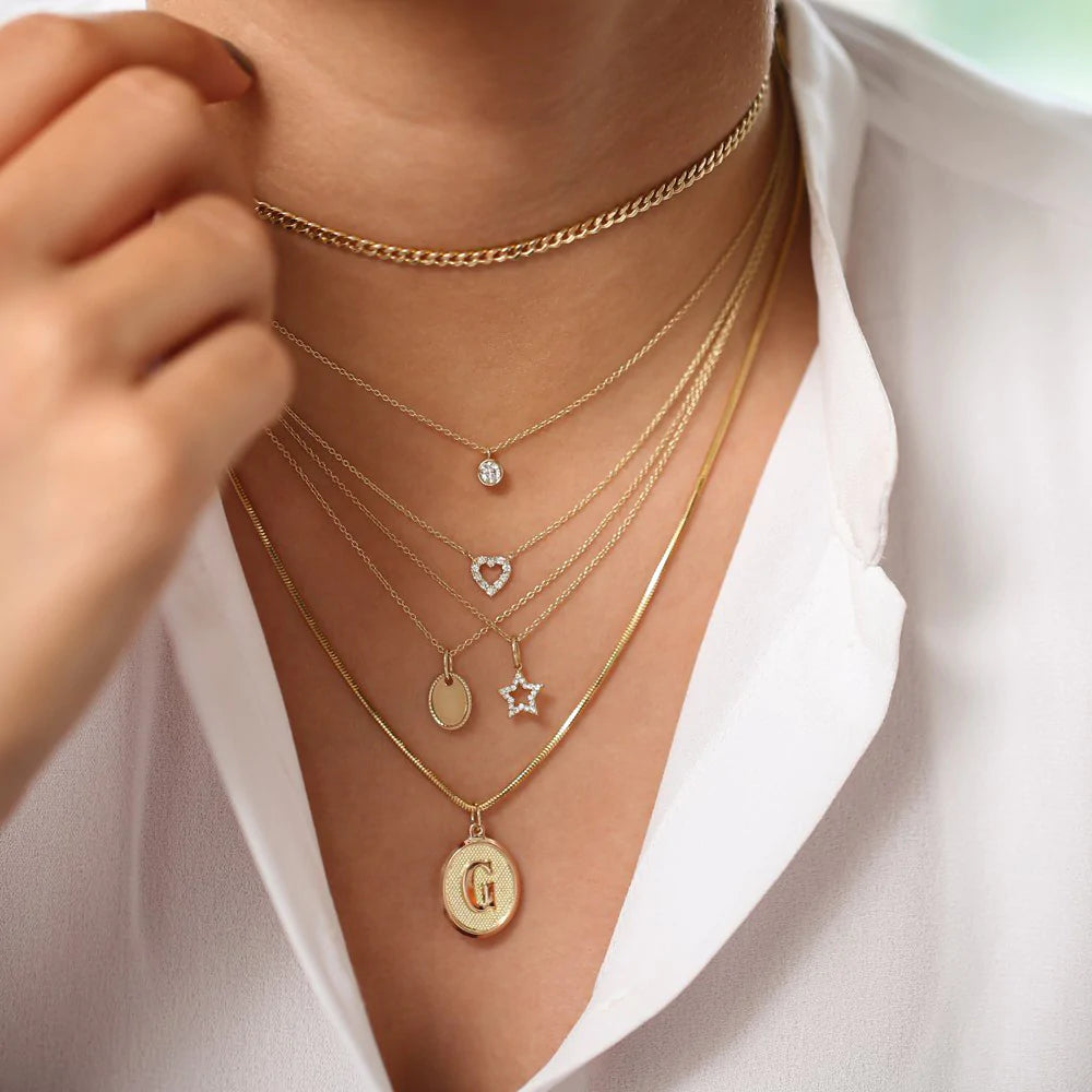 Solid Gold Tiny Diamond Heart Necklace