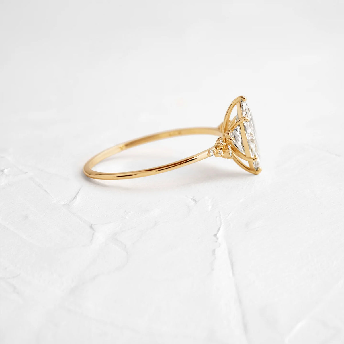 Solid Gold Marquise Cut Lab-Grown Diamond Engagement Ring
