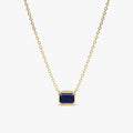 Solid Gold Dark Blue Sapphire Necklace (FB1BC8)