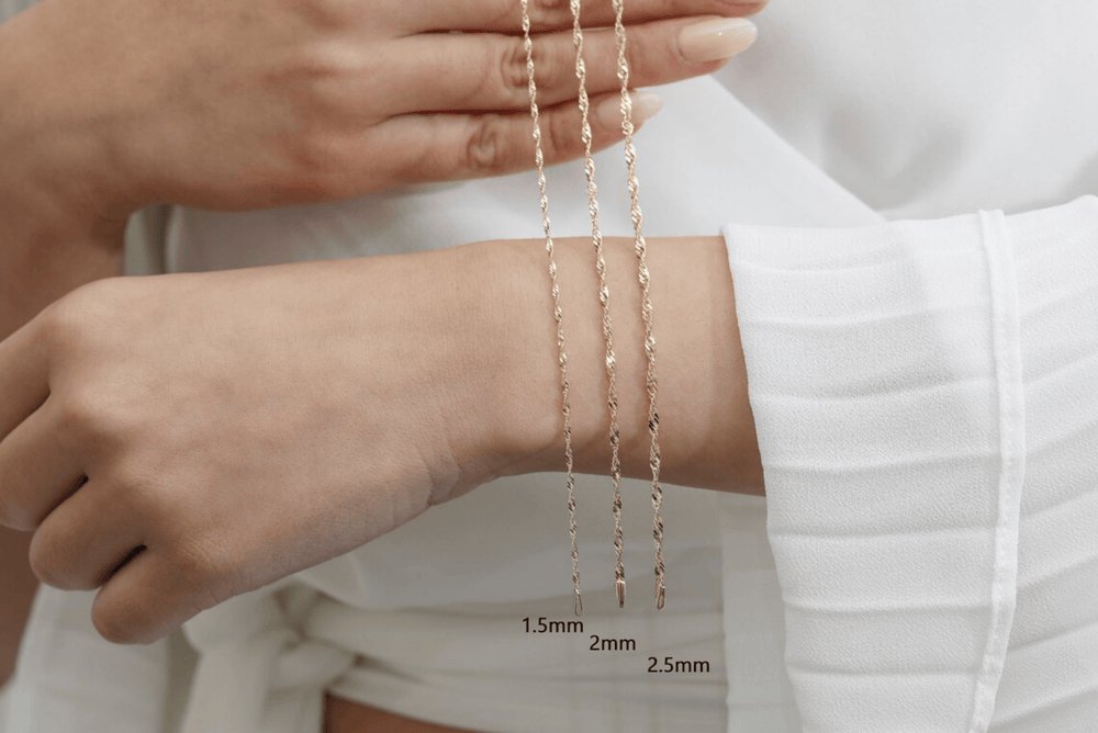 Solid Gold Singapore Chain Bracelet
