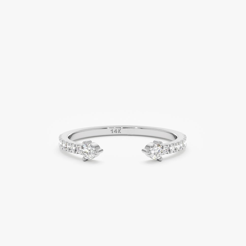 Solid Gold Natural Diamond Open Ring (02ABD7)