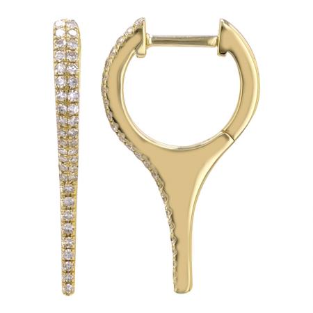 Solid Gold Diamond Hoop Solid Double Line Spike Earring