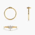 Solid Gold Triangle Shape Baguette & Round Diamond Stacking Ring