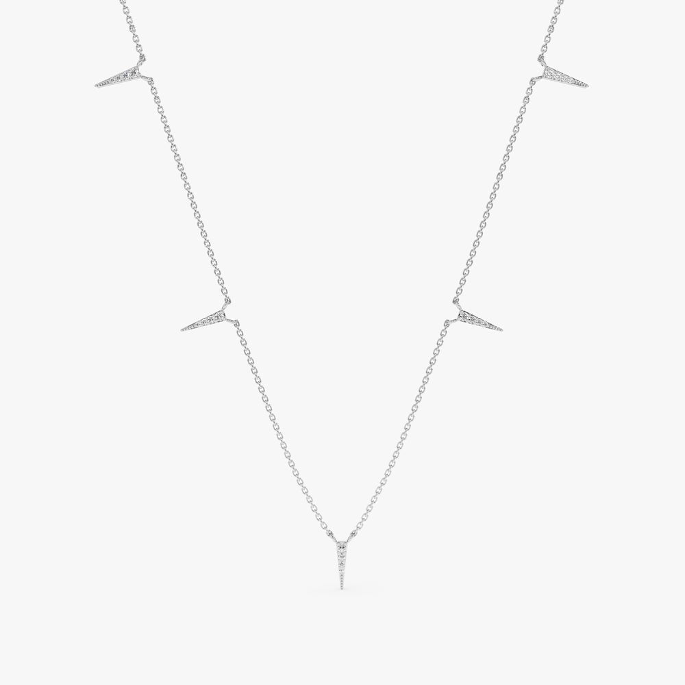 Solid Gold Diamond Spike Station Necklace (3E7565)