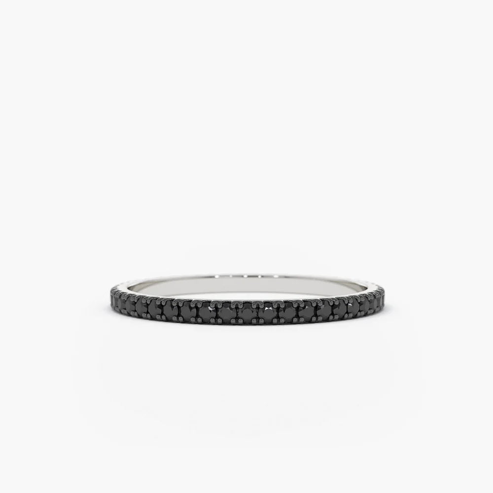 Solid Gold Black Diamond Eternity Band