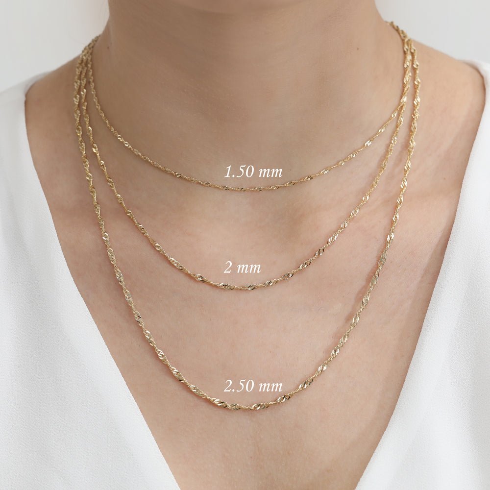 Solid Gold Singapore Chain Necklace (DCA40F)