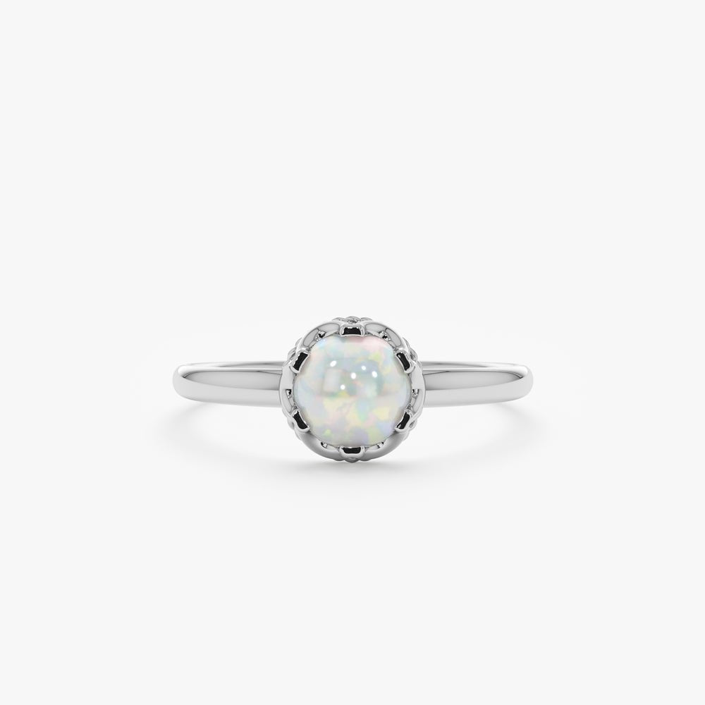 Solid Gold Cabochon Opal Engagement Ring