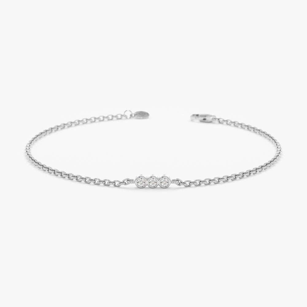 Solid Gold Dainty Diamond Trio Bracelet