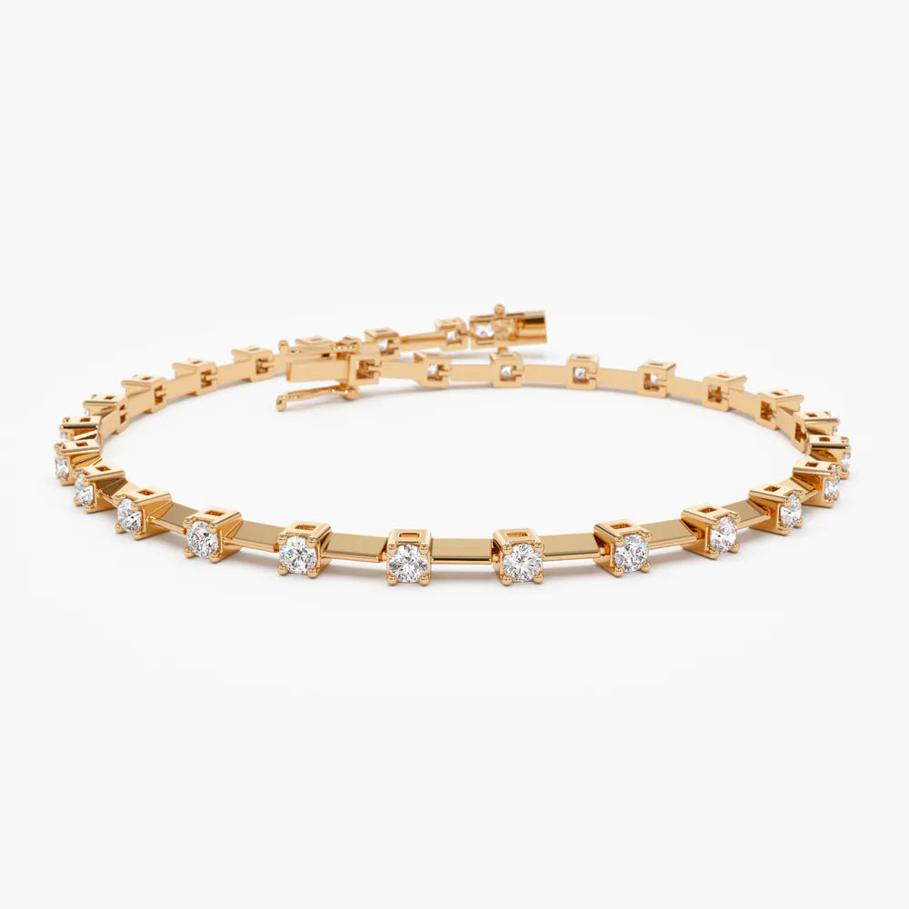 Solid Gold Prong Setting Diamond Tennis Bracelet 1.75 ctw