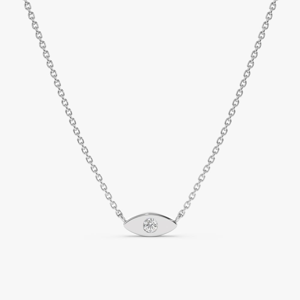 Solid Gold Dainty Solitaire Diamond Eye Necklace (DF0A4D)