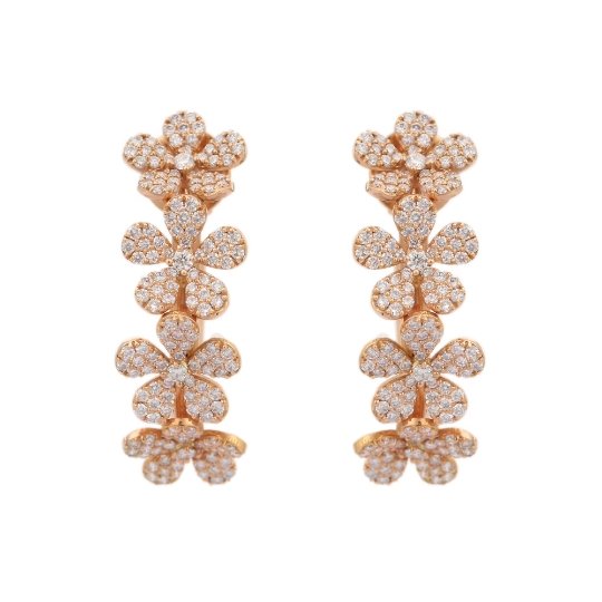 Solid Gold Floral Diamond Earrings